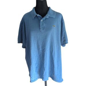 LACOSTE Classic Fit Polo Shirt 4XL Light Blue Pique Knit Luxury Prep Big & Tall